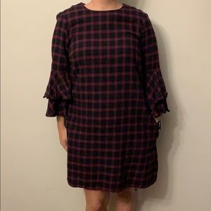 Black & maroon buffalo check dress.